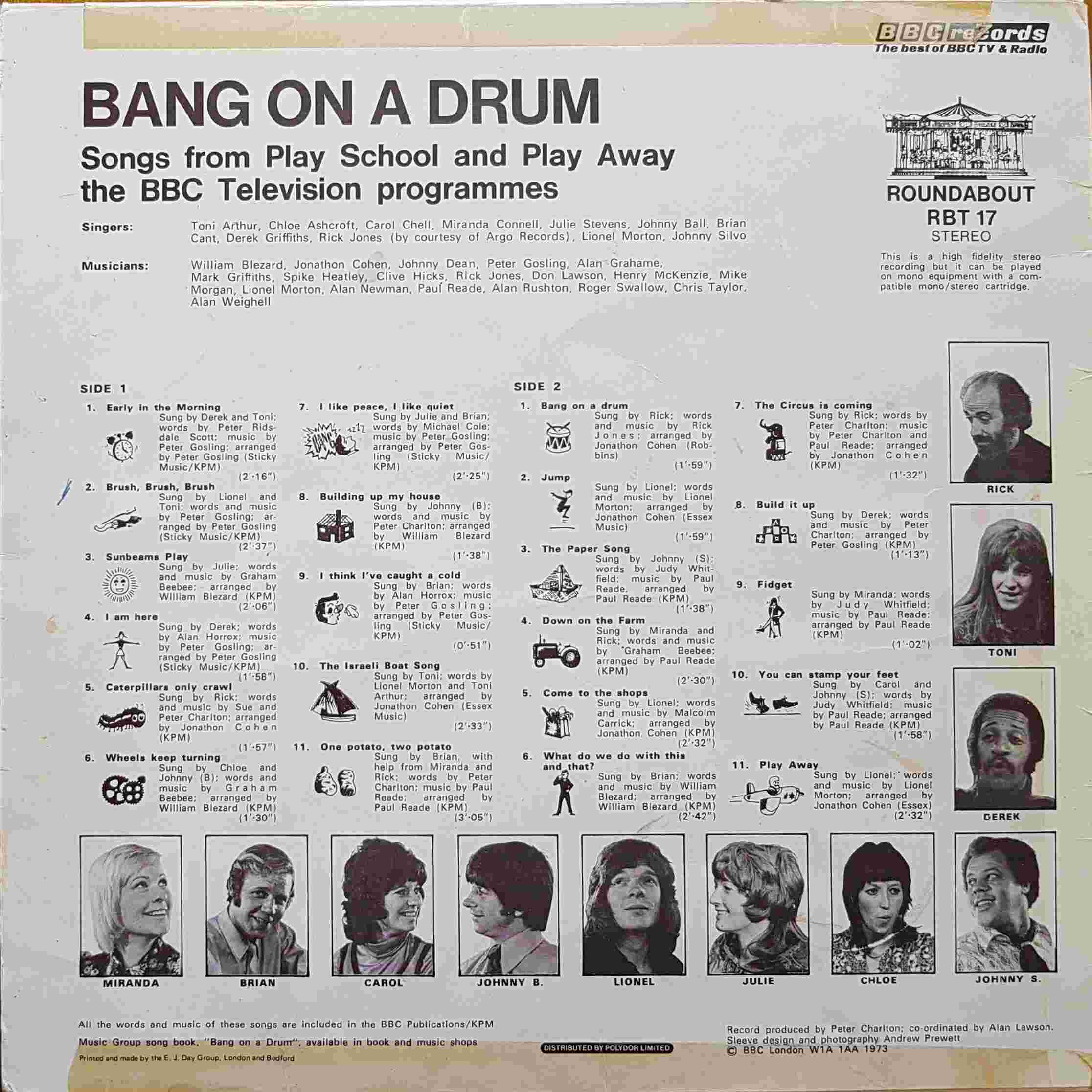 Picture of RBT 17 Bang on a drum - Songs from Play School and Play Away  by artist Various from the BBC records and Tapes library